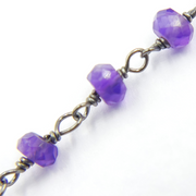 Amethyst Gemstone Oxidized 925 Sterling Silver Wire Chains